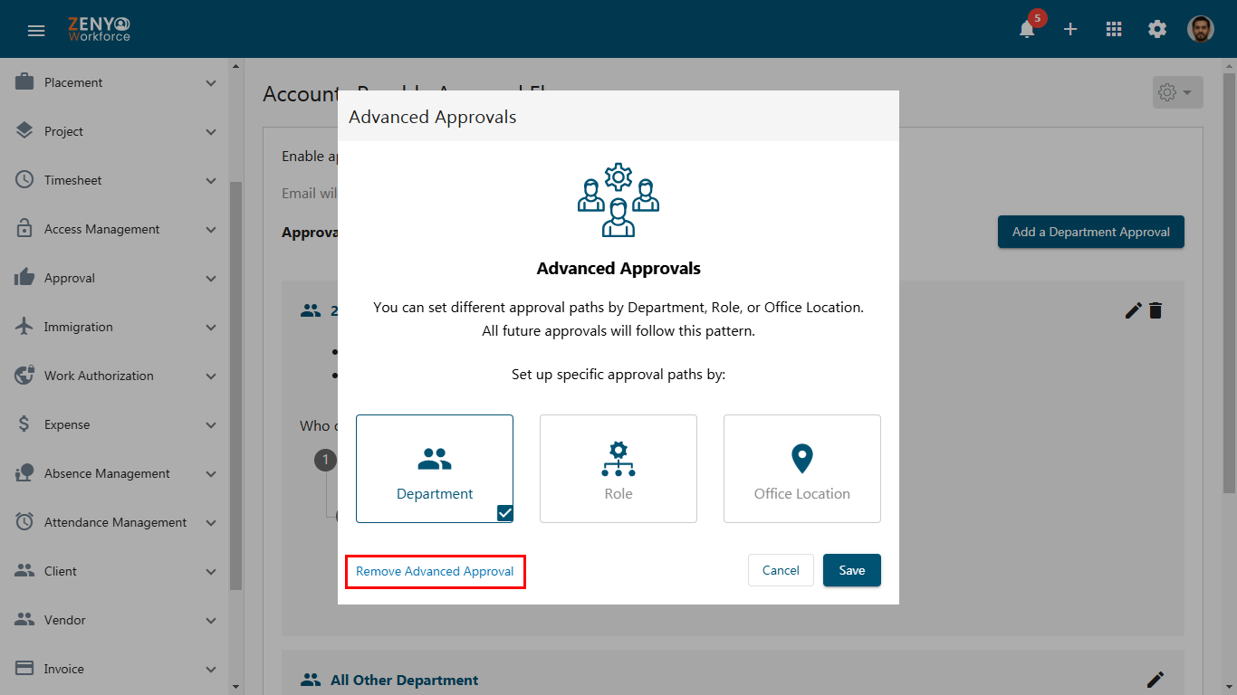 Remove Advanced Approval