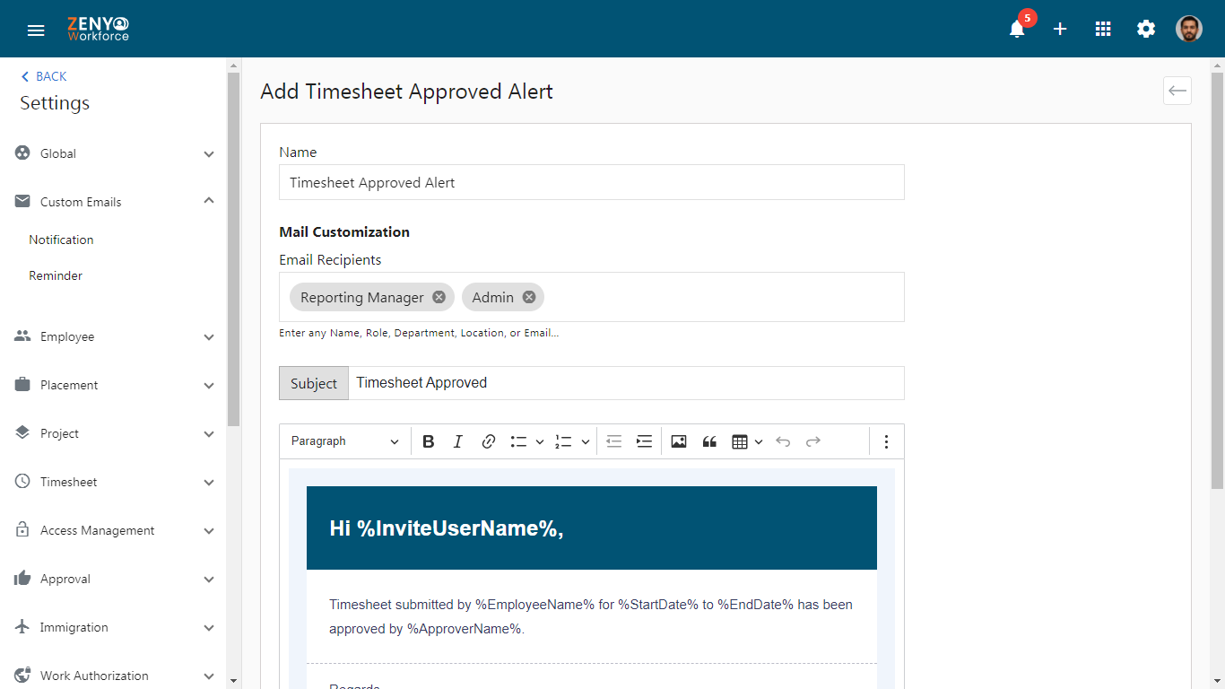 Notification Add Form
