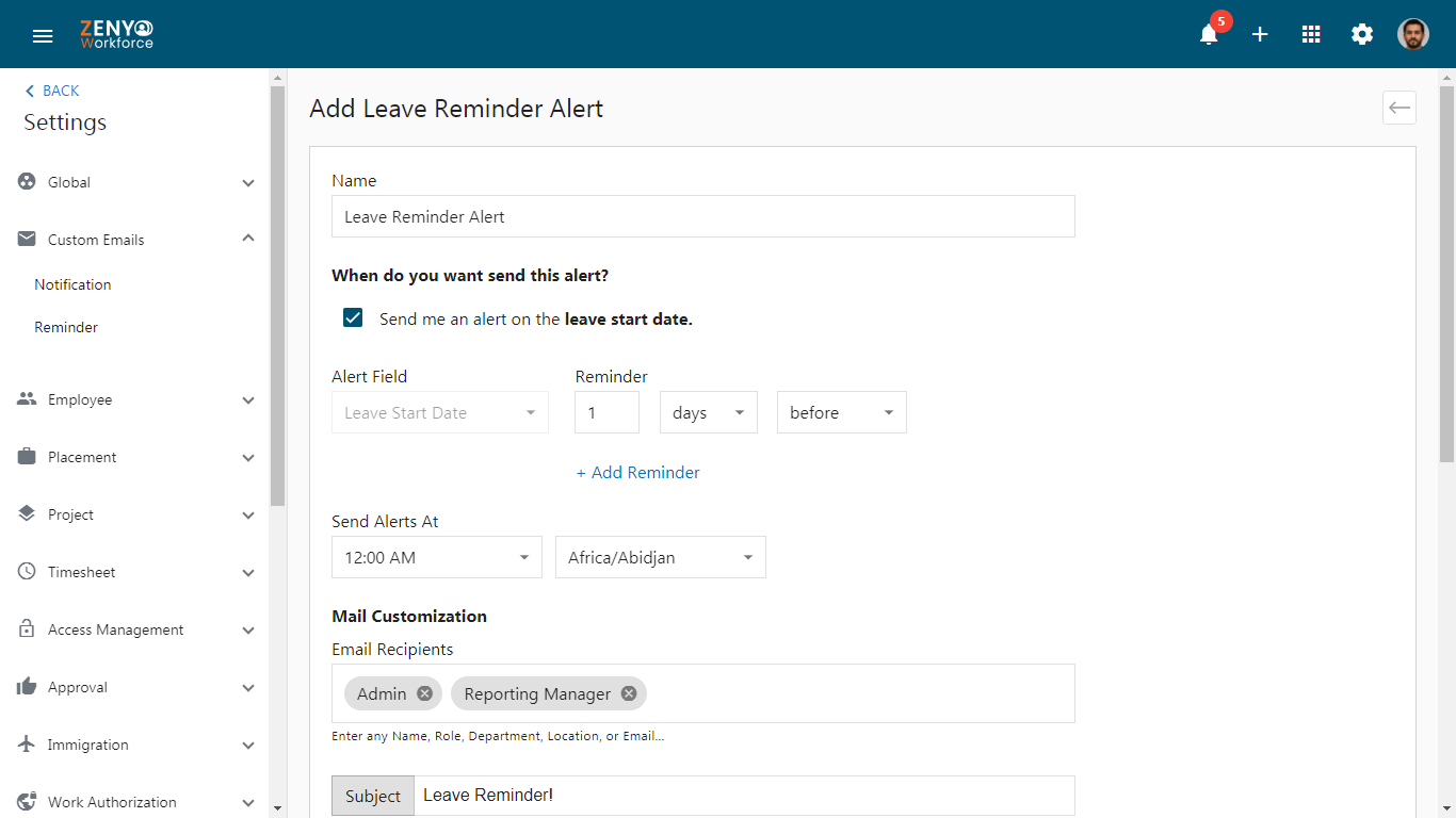 Reminder Add Form