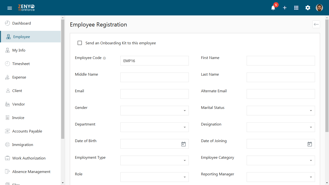 employee registration