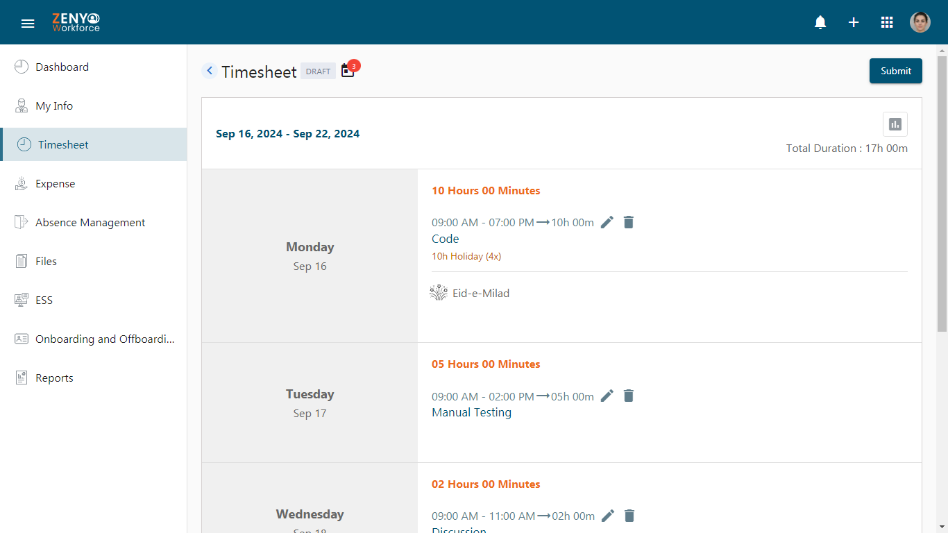 Timesheet with holiday pay