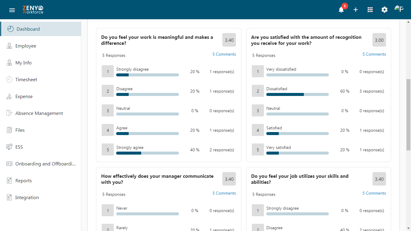 Pulse analytics for each question