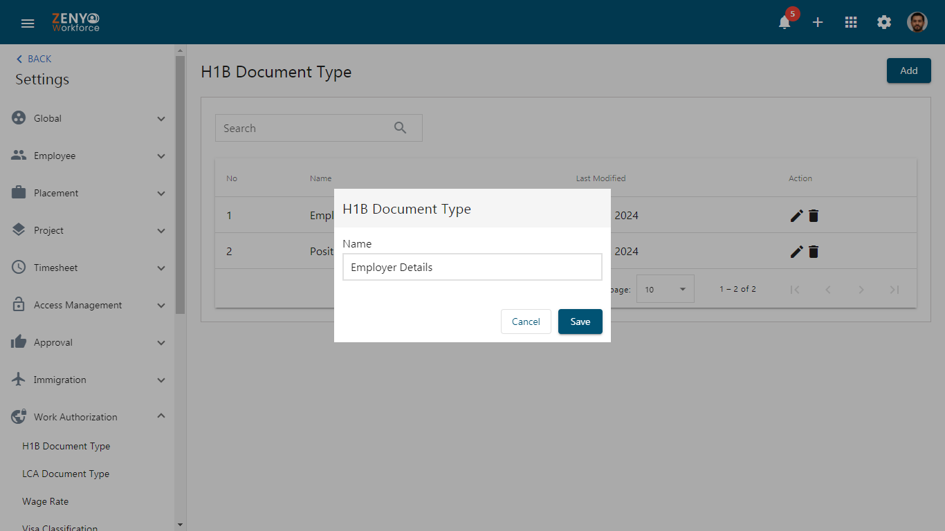 H1B Document Type